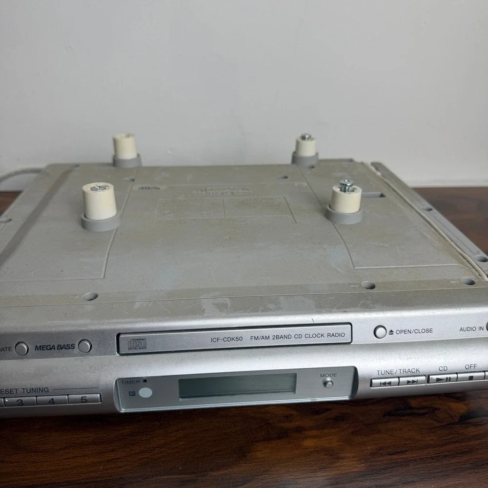 Sony ICF-CDK50 Alarm Clock Radio CD Player AM/FM Tested Working Silver
